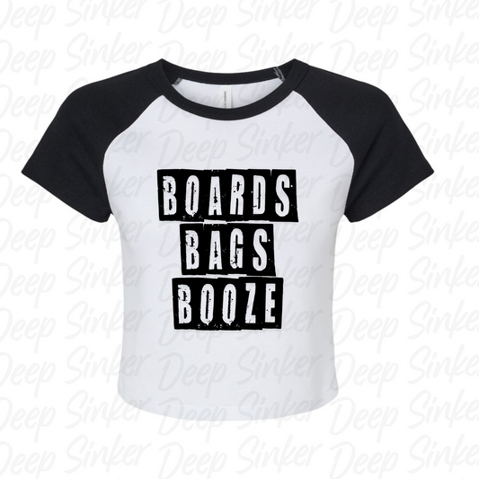 Boards, Bags and Booze Babydoll Tee